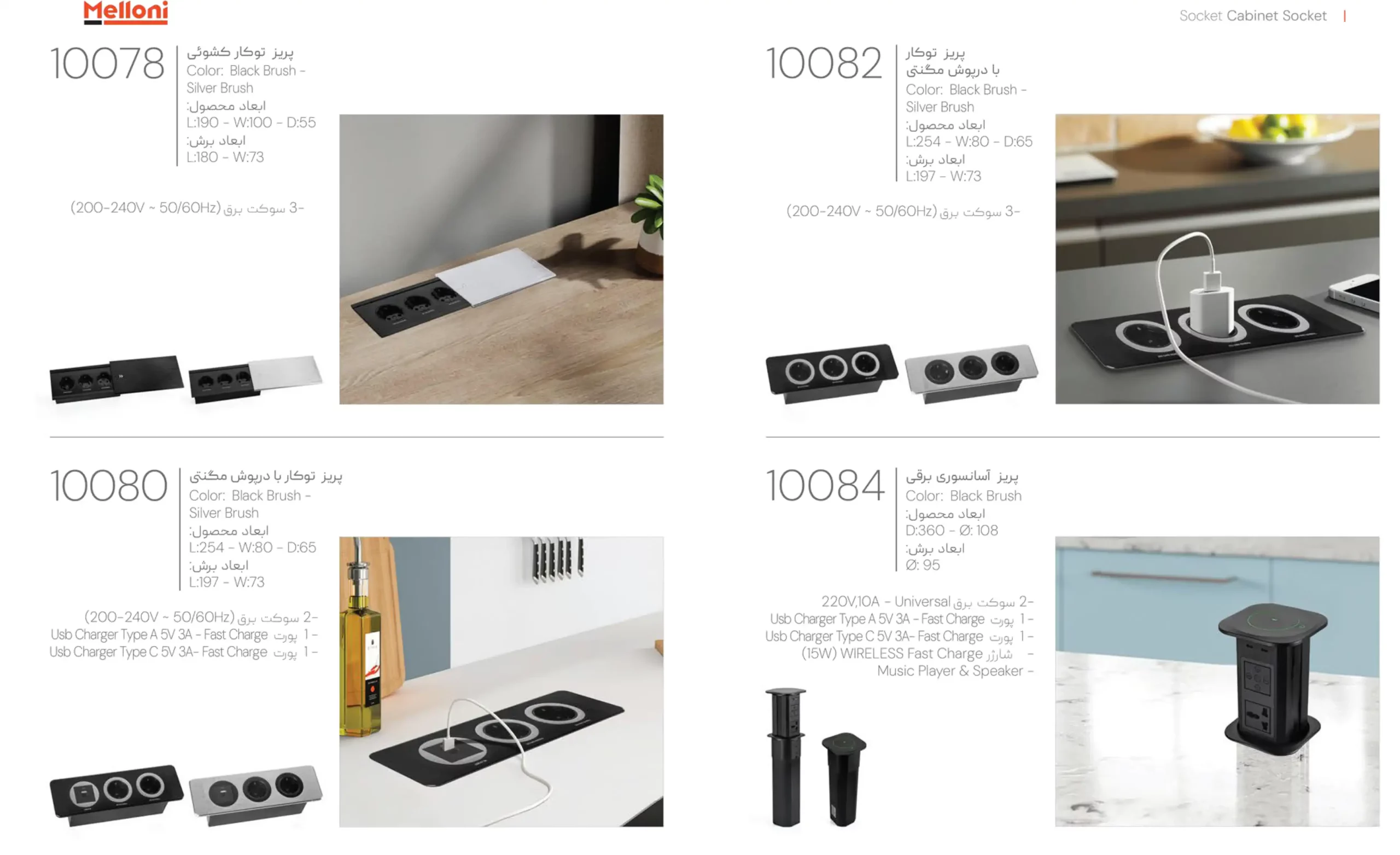 کاتالوگ پریز توکار با درب مگنتی ملونی