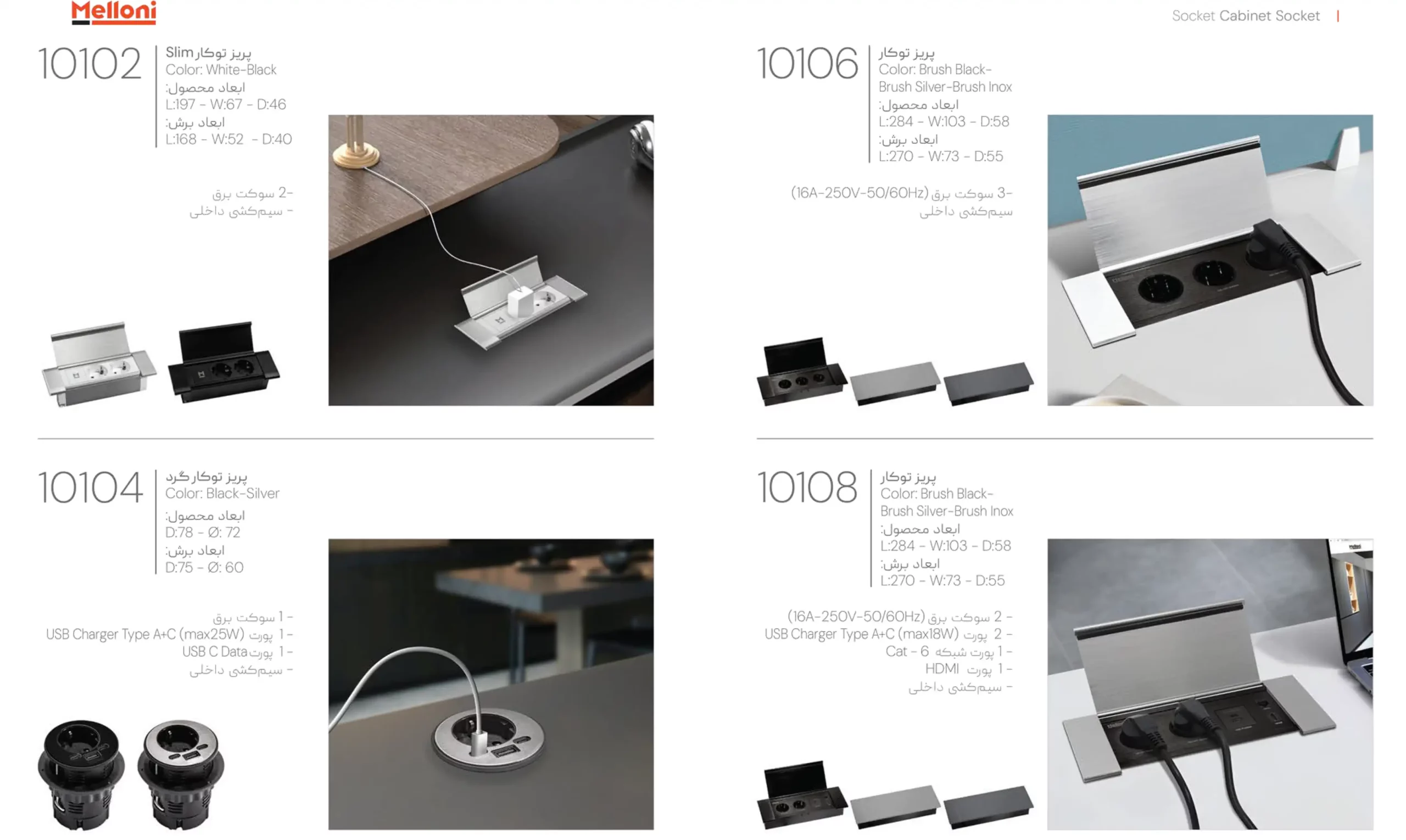 کاتالوگ پریز توکار ملونی