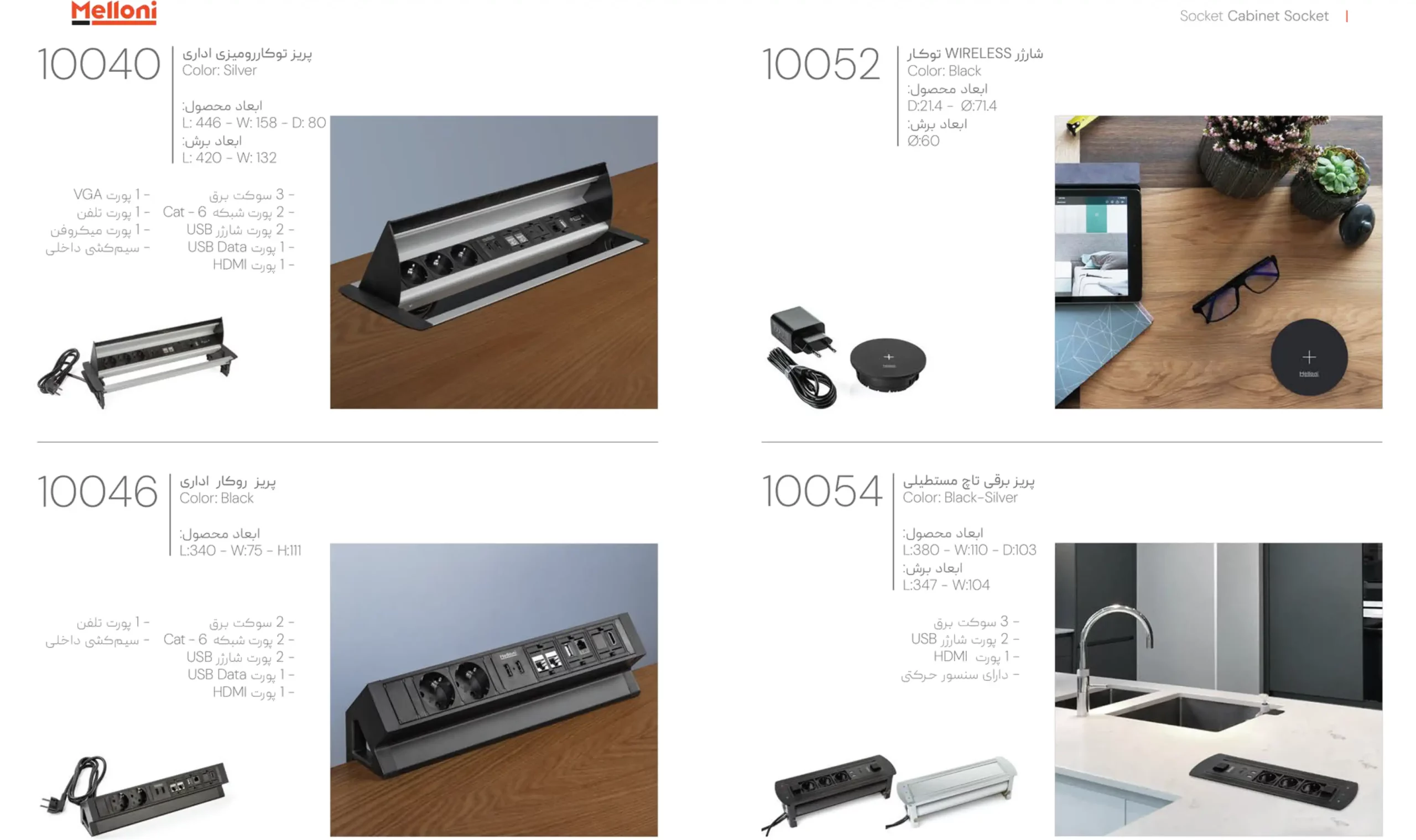 کاتالوگ پریز توکار اداری ملونی