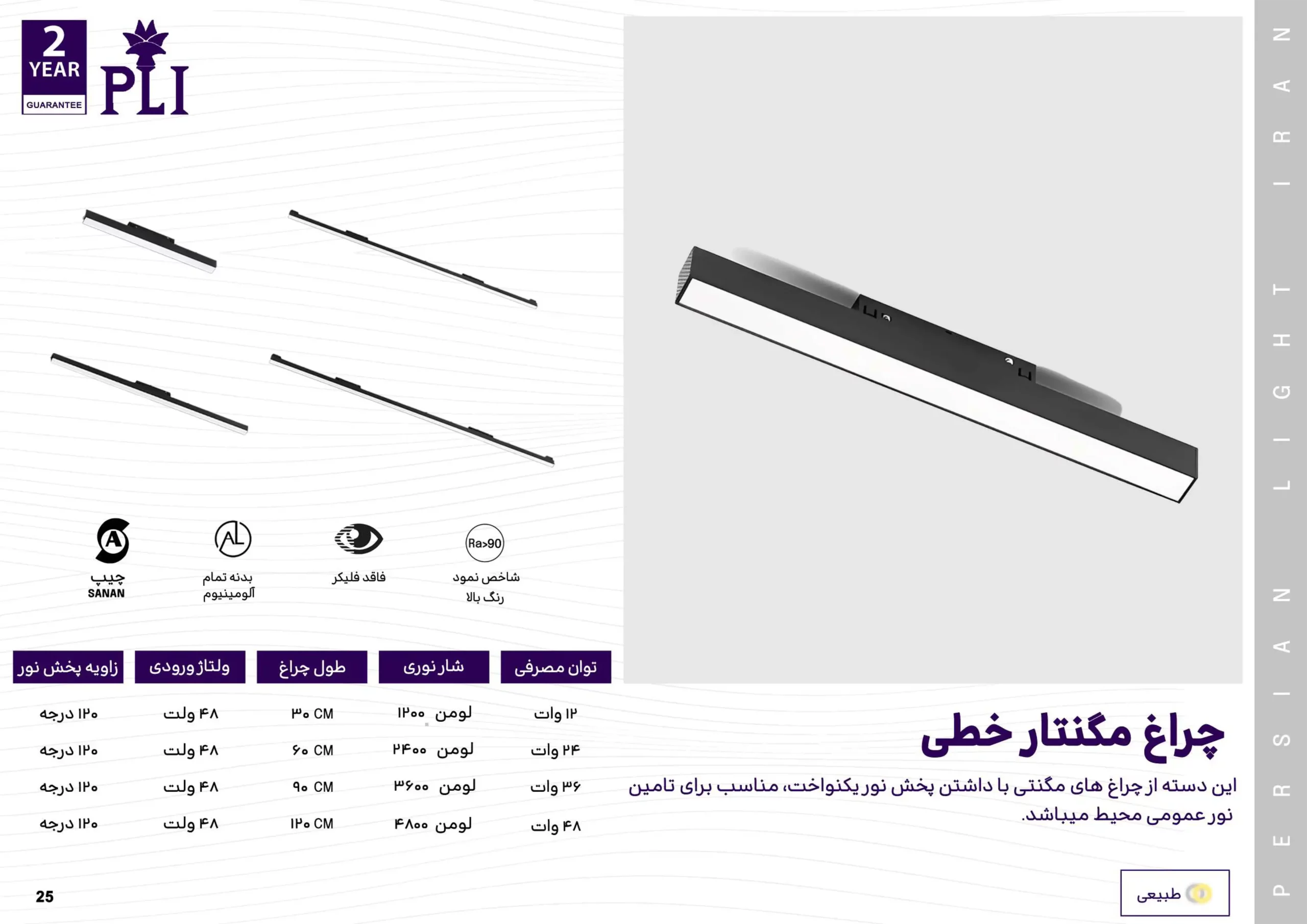 کاتالوگ چراغ مگنتار خطی پرشین لایت