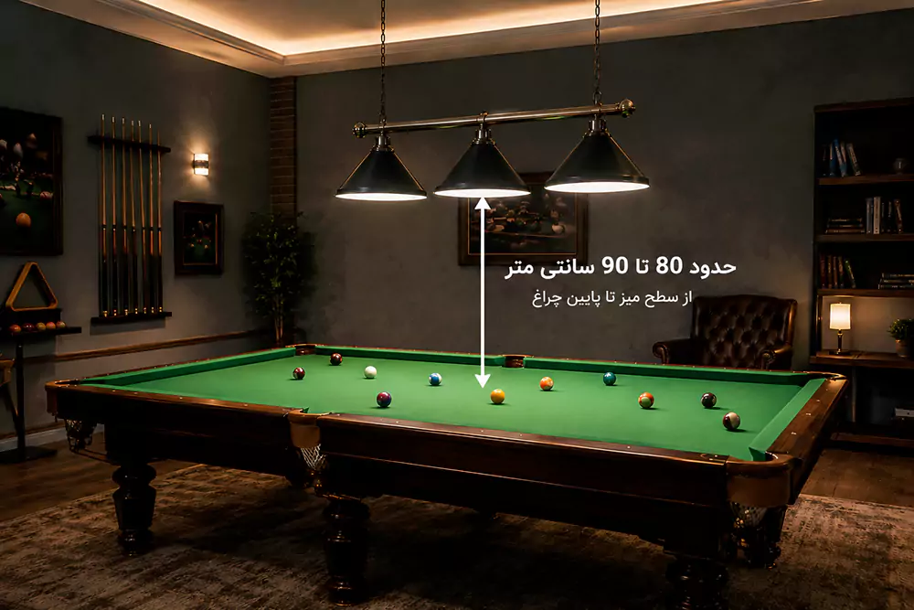 ارتفاع چراغ بیلیارد از سطح میز چقدر باشد؟