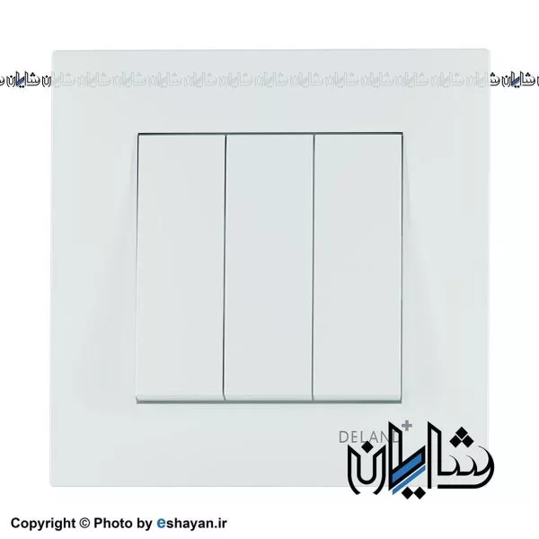 کلید سه پل دلند الکتریک مدل آسا پلکسی سفید