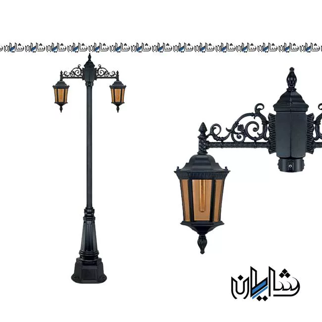 چراغ پارکی سه شاخه سورن کوتاه شاخه J سرپایین تکشیدفام