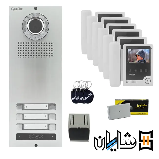 پکیج آیفون تصویری پنج واحدی کالیوز 432 با پنل کارتی نفیس