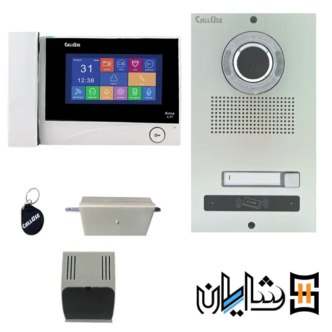 پک کامل آیفون تصویری دو واحدی کالیوز K77 با پنل کارتی نفیس