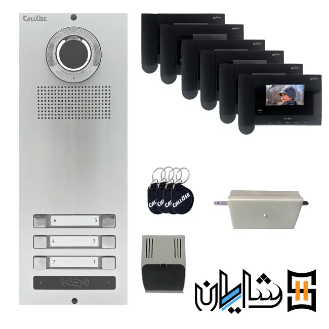 پک کامل آیفون تصویری چهار واحدی عمودی کالیوز S43 با پنل کارتی نفیس