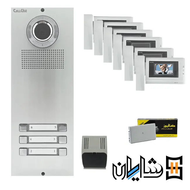 پکیج آیفون تصویری چهار واحدی عمودی کالیوز B41 با پنل نفیس