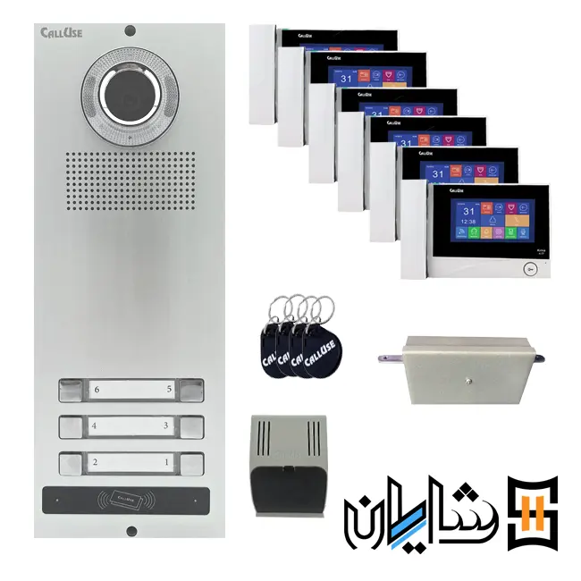 پکیج آیفون تصویری چهار واحدی عمودی کالیوز K77 با پنل کارتی نفیس