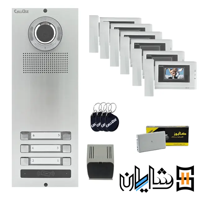 پکیج آیفون تصویری شش واحدی کالیوز B41 با پنل کارتی نفیس