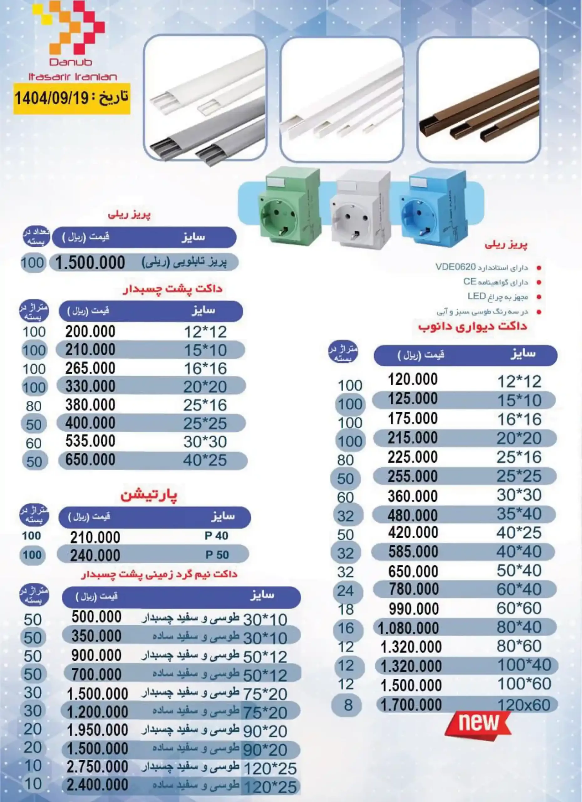لیست قیمت داکت دانوب-آذر ماه