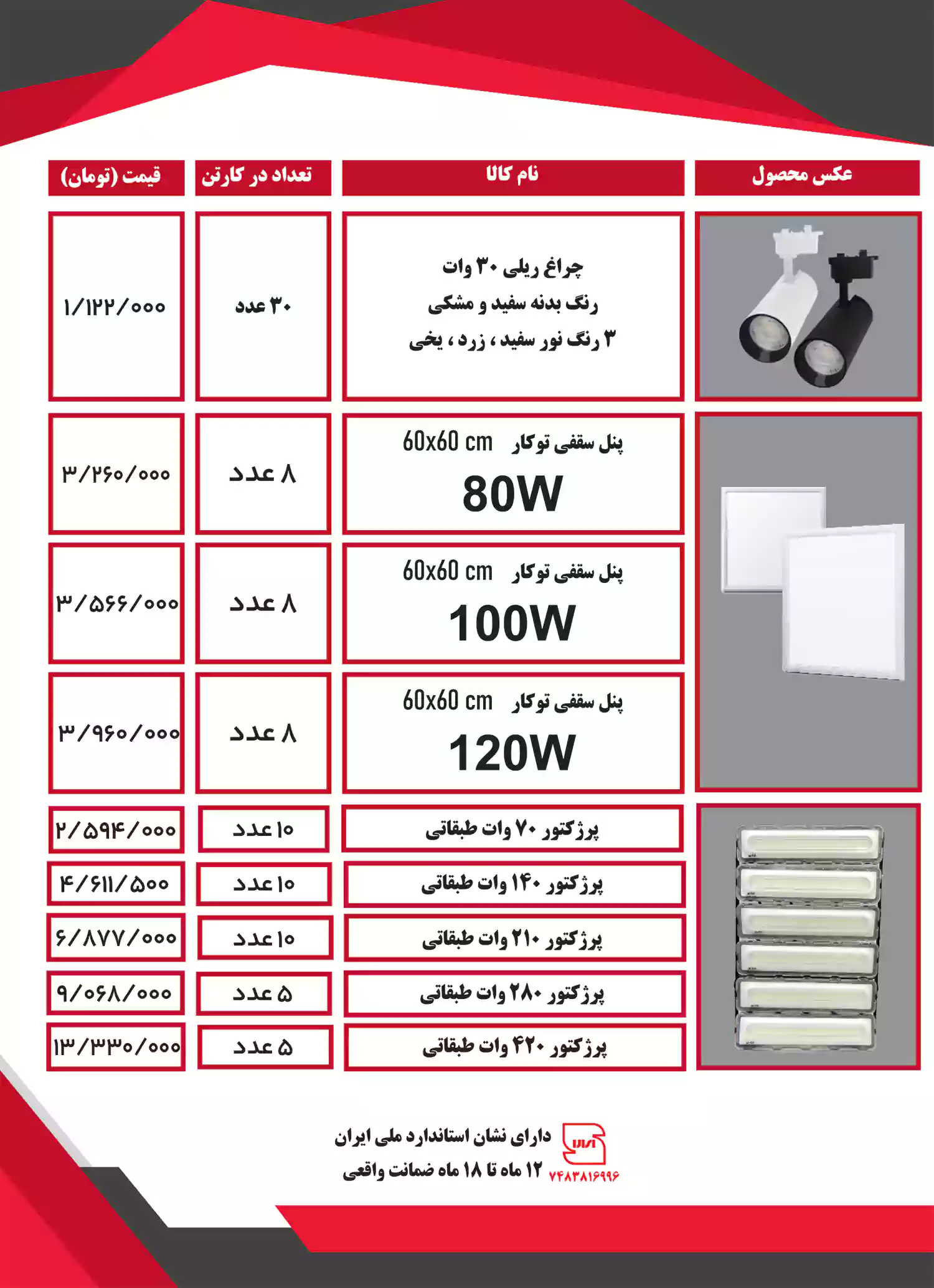لیست قیمت فراه نور