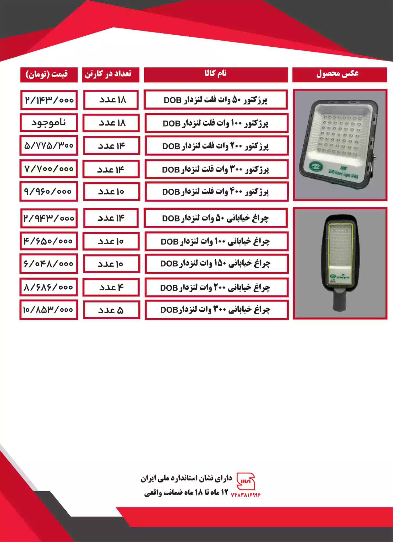 لیست قیمت فراه نور
