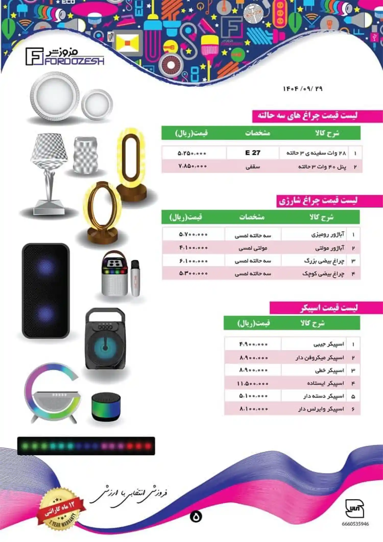Forozesh Lighting Price List December 2025 4