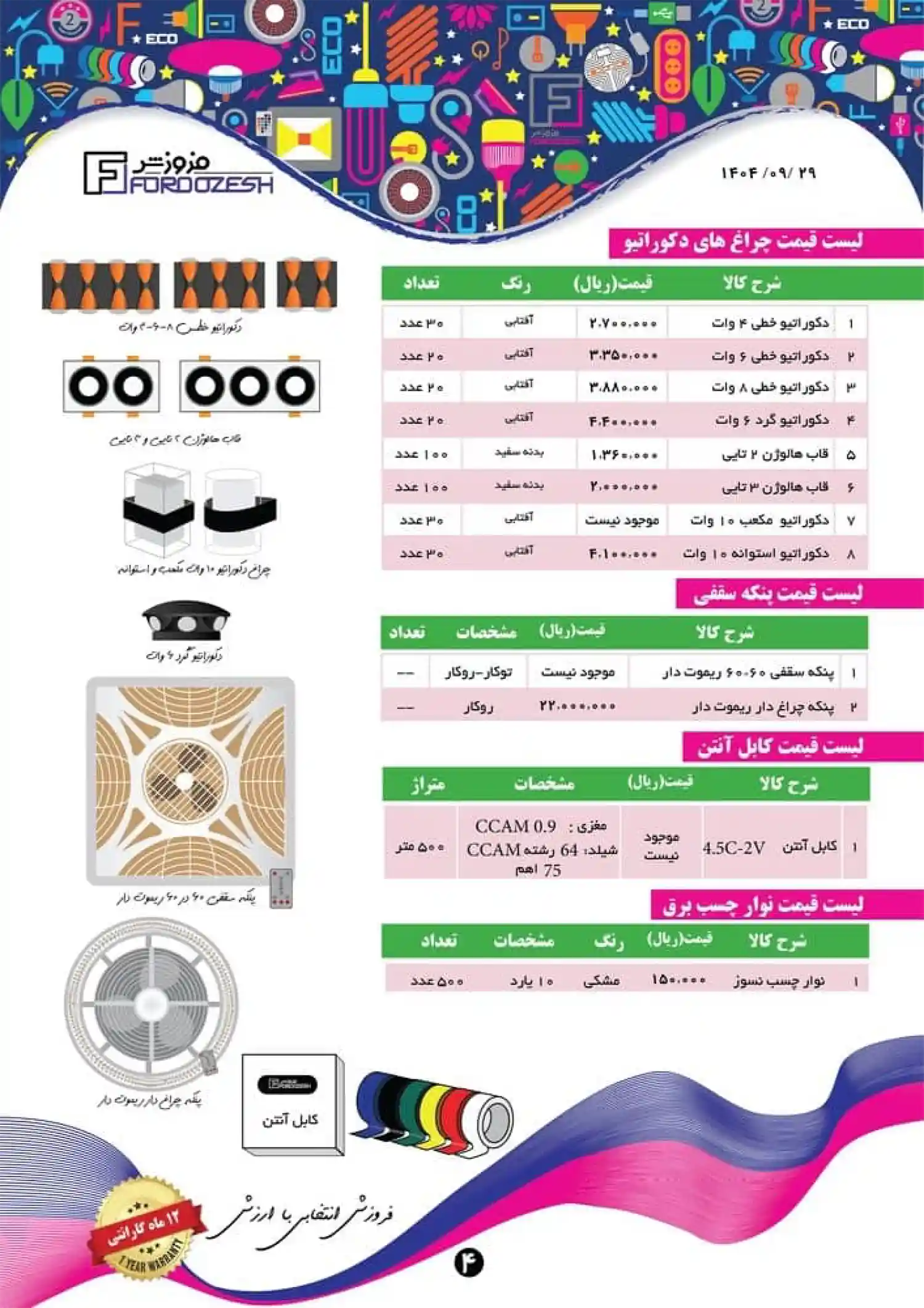 Forozesh Lighting Price List December 2025 5