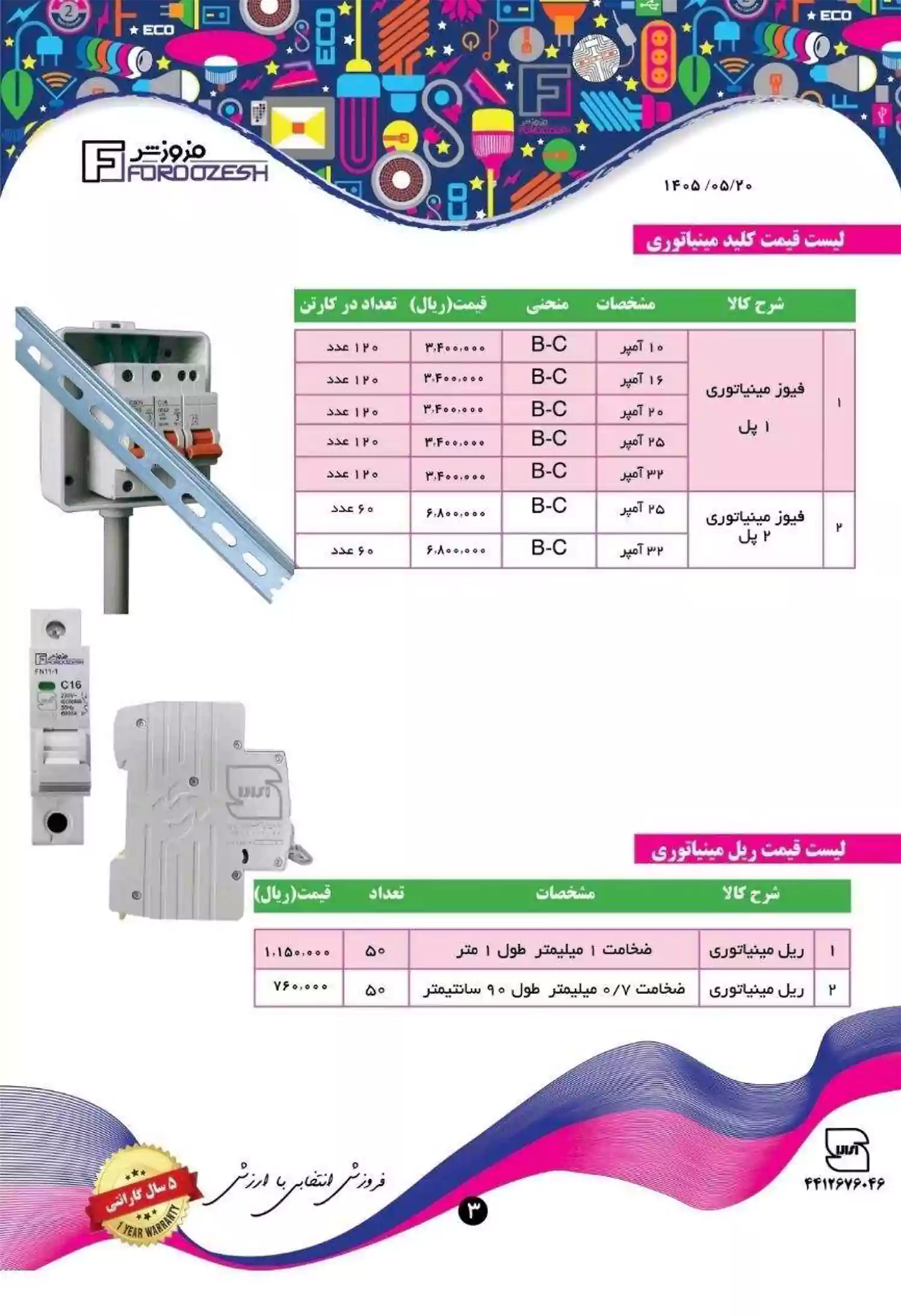 لیست قیمت محصولات فروزش
