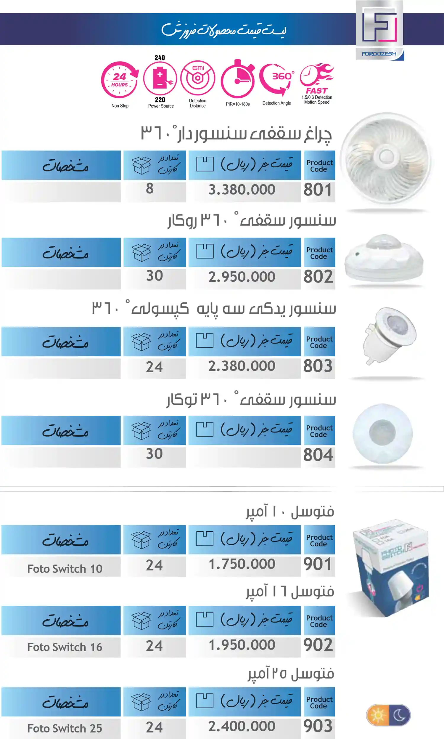 Foruzesh product price list December 9