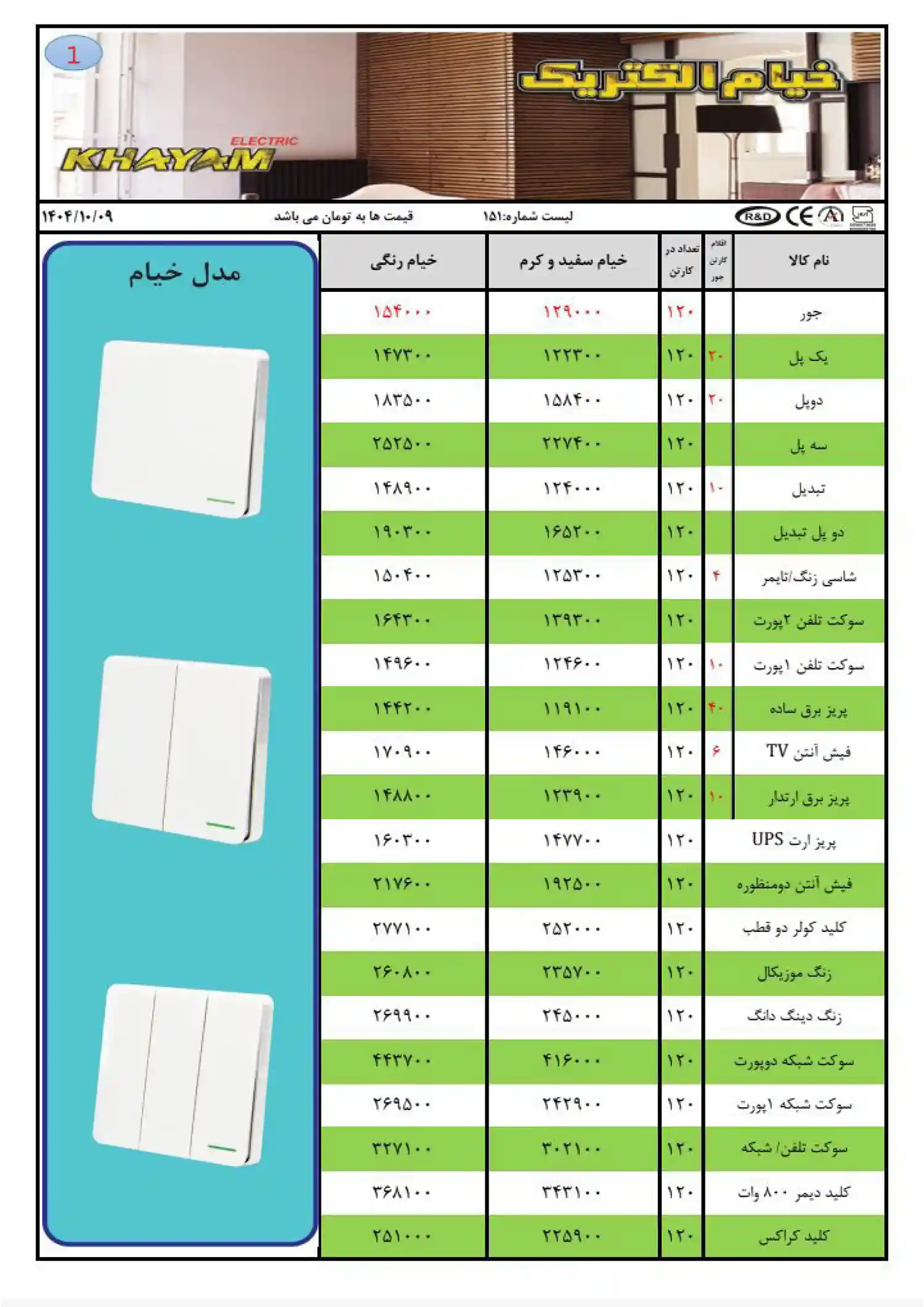 Khayam Electric Products Price List January