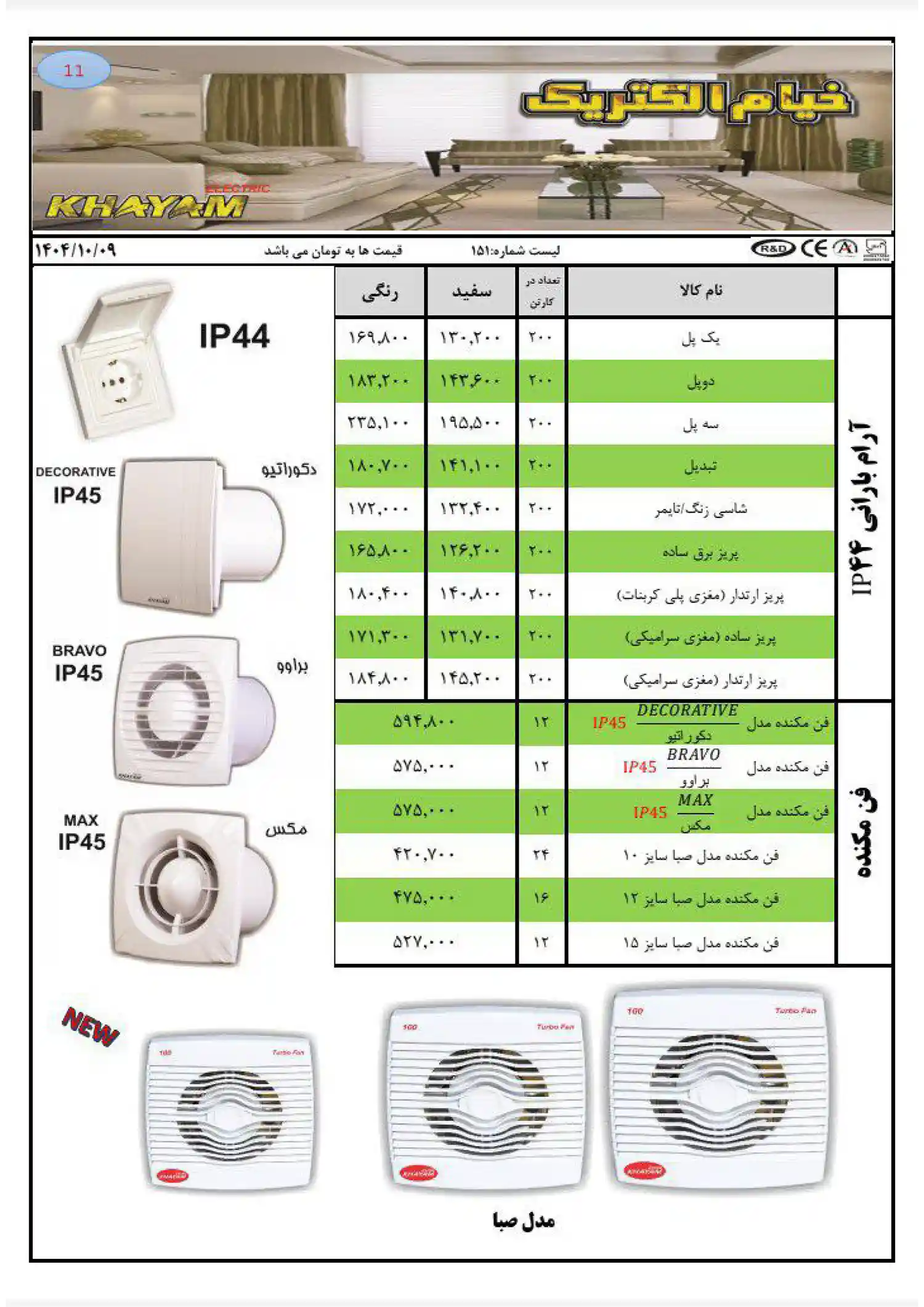 Khayam Electric Products Price List January10