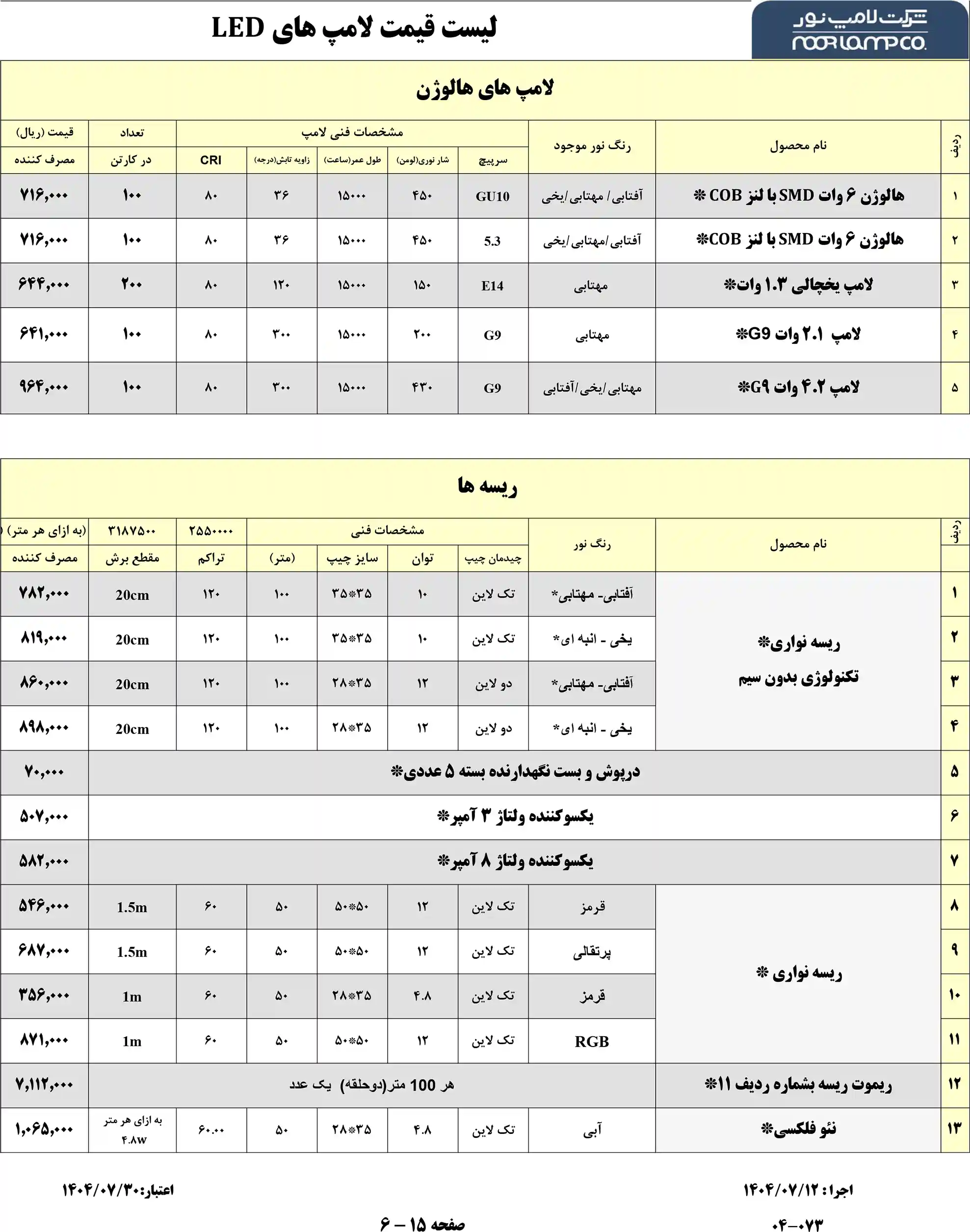 Lamp noor price list 5