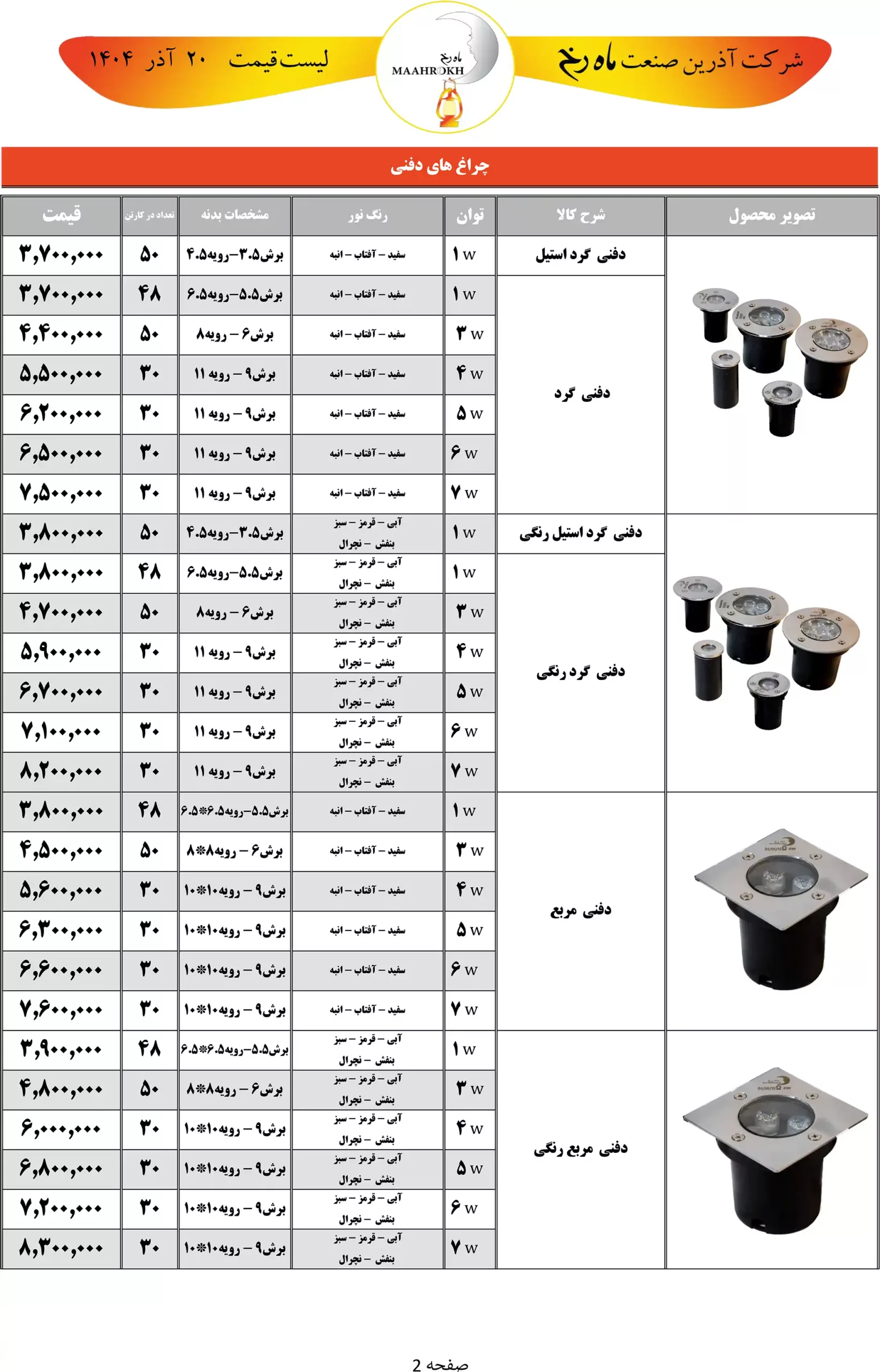 Mahrokh product price list December 1 scaled