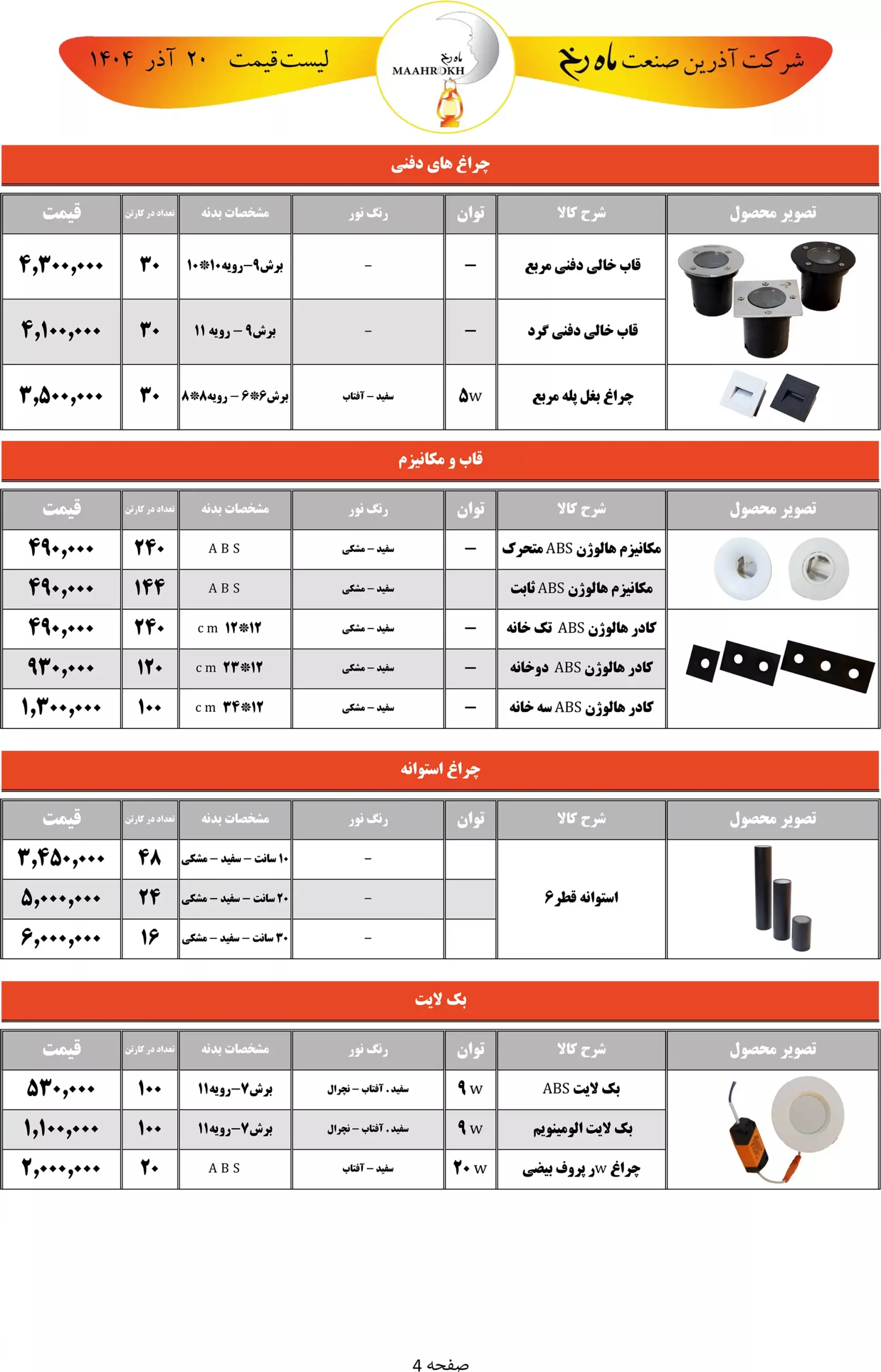 Mahrokh product price list December 3 scaled