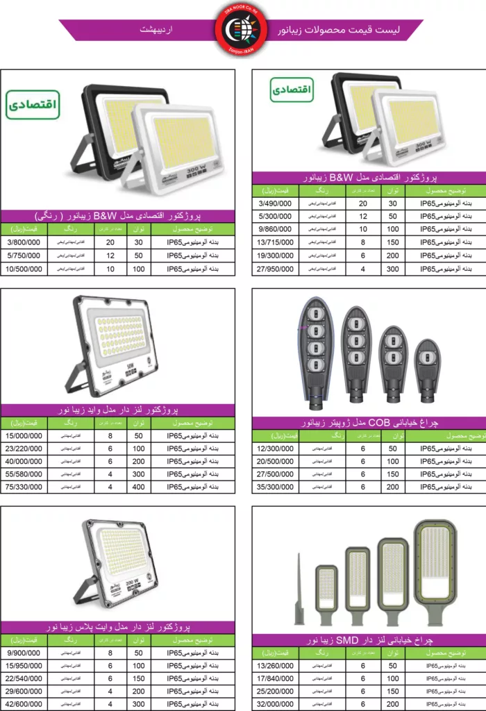 Price list of Ziba Noor products 5 scaled