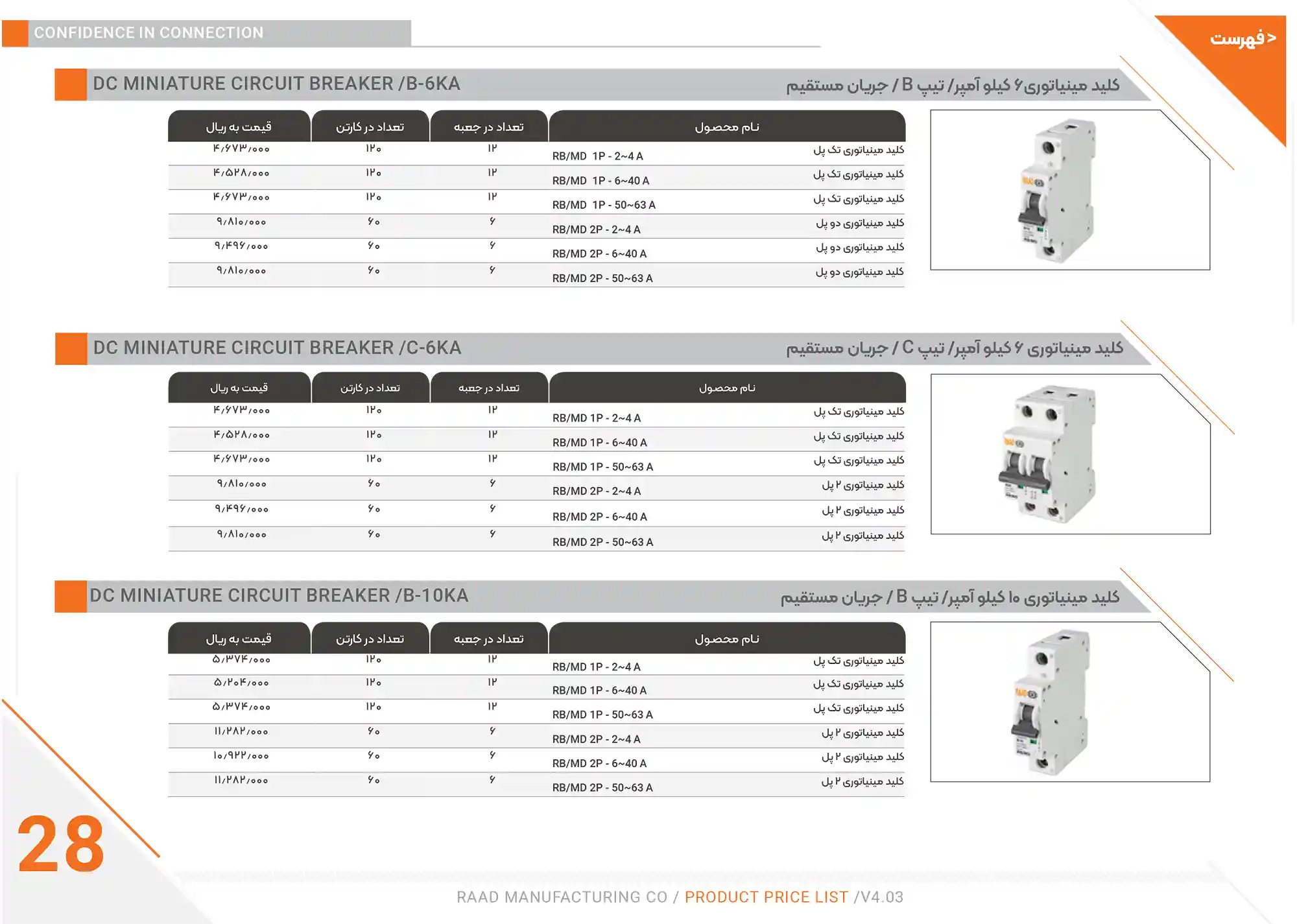 Raad Electric Price List December31