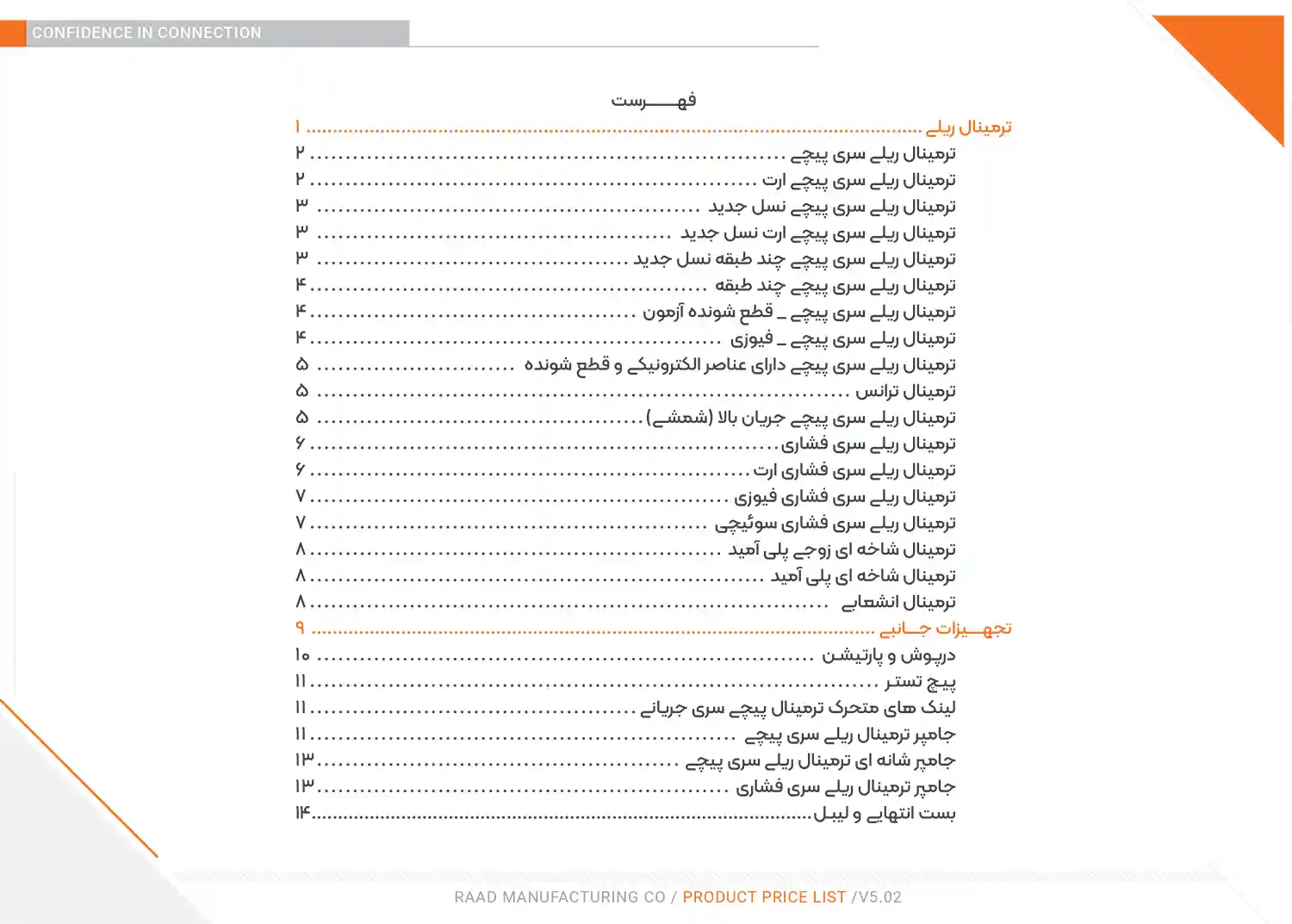 لیست قیمت محصولات رعد الکتریک