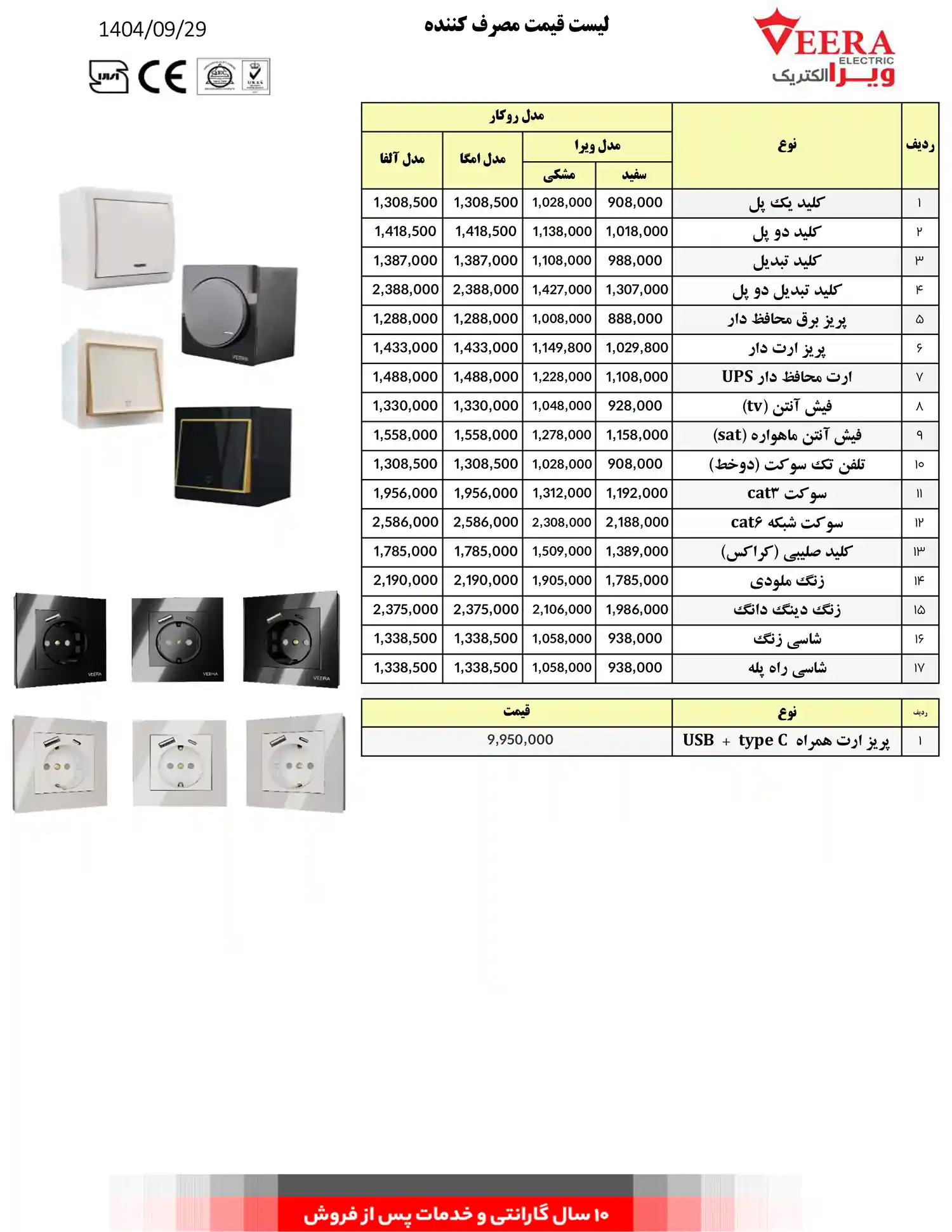 Viera socket switch price list December 10