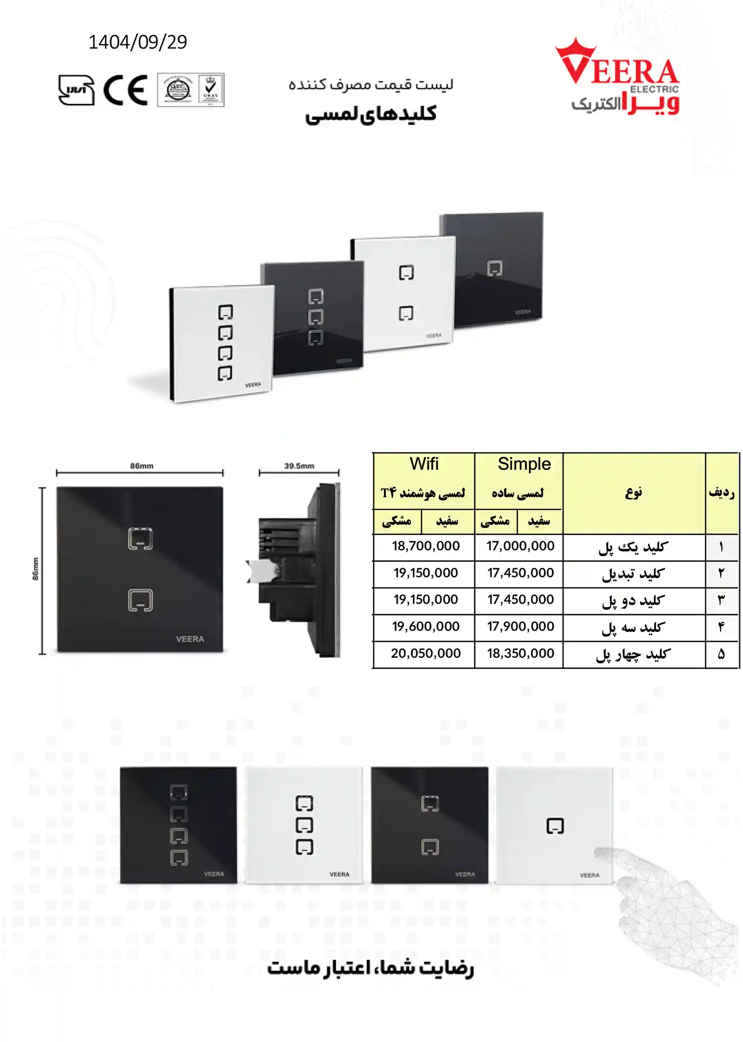 Viera socket switch price list December 12