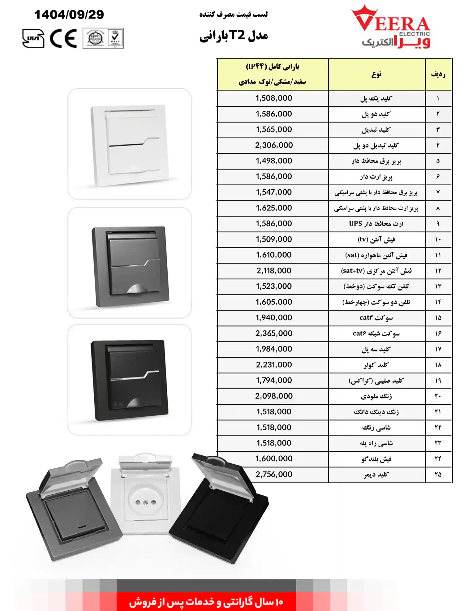 Viera socket switch price list December 3