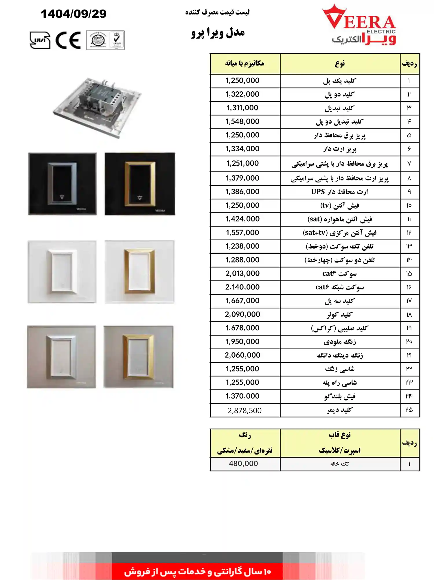 Viera socket switch price list December 4