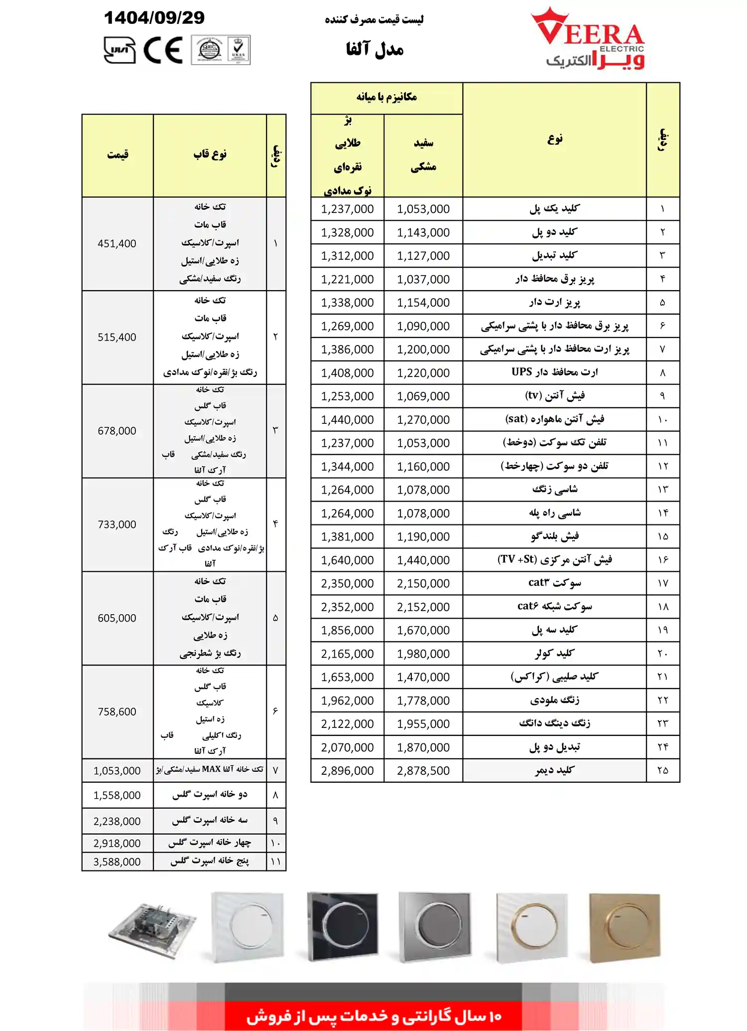 Viera socket switch price list December 6 1