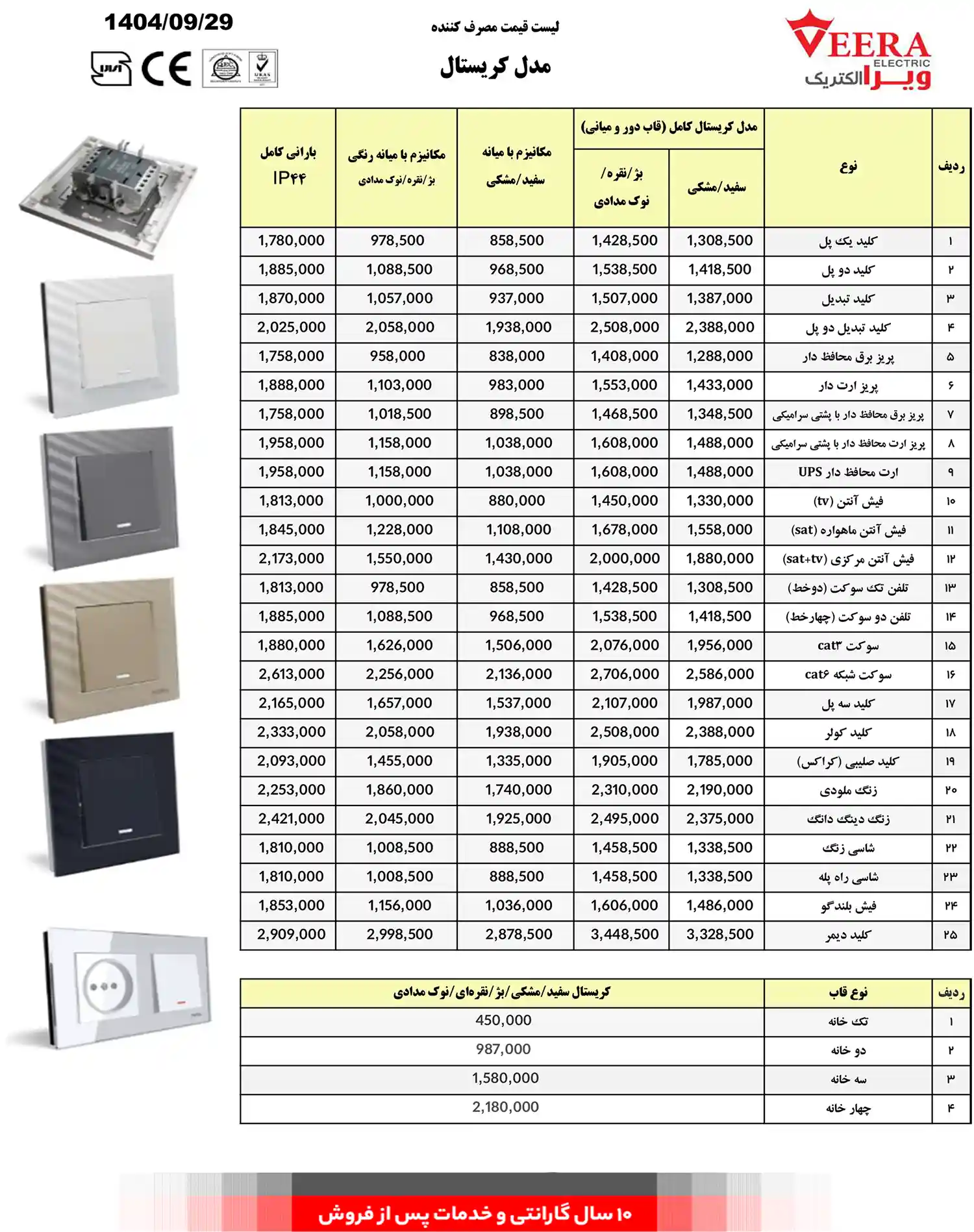 Viera socket switch price list December 7