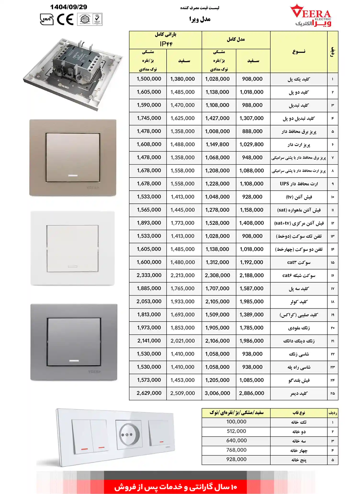 Viera socket switch price list December 9