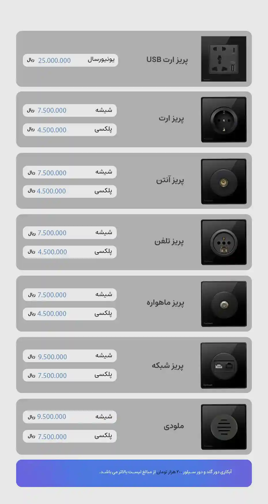 لیست قیمت محصولات فراهوش