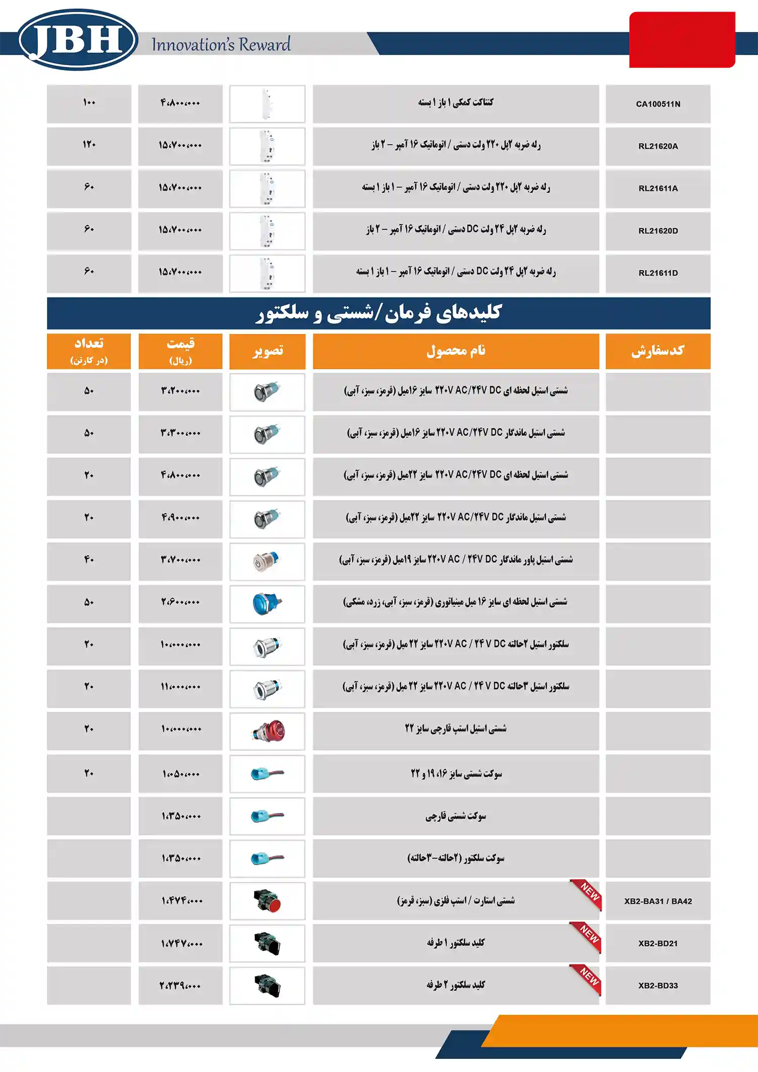 jBH product price list bahman 1