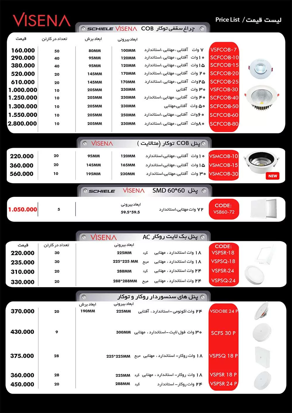 لیست قیمت جدید