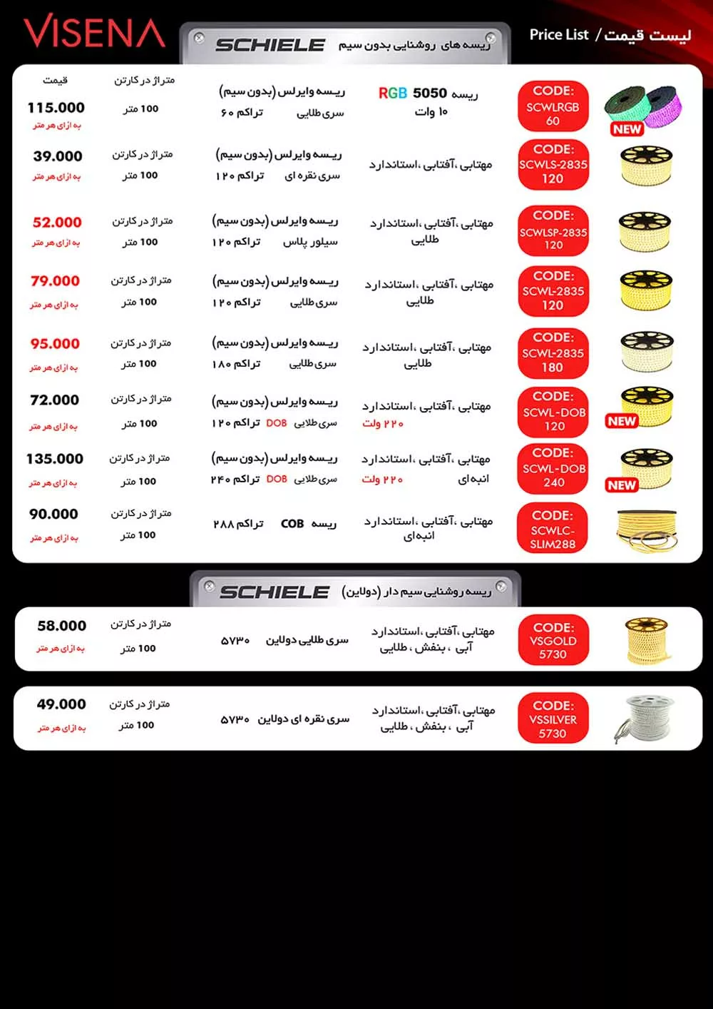 لیست قیمت جدید