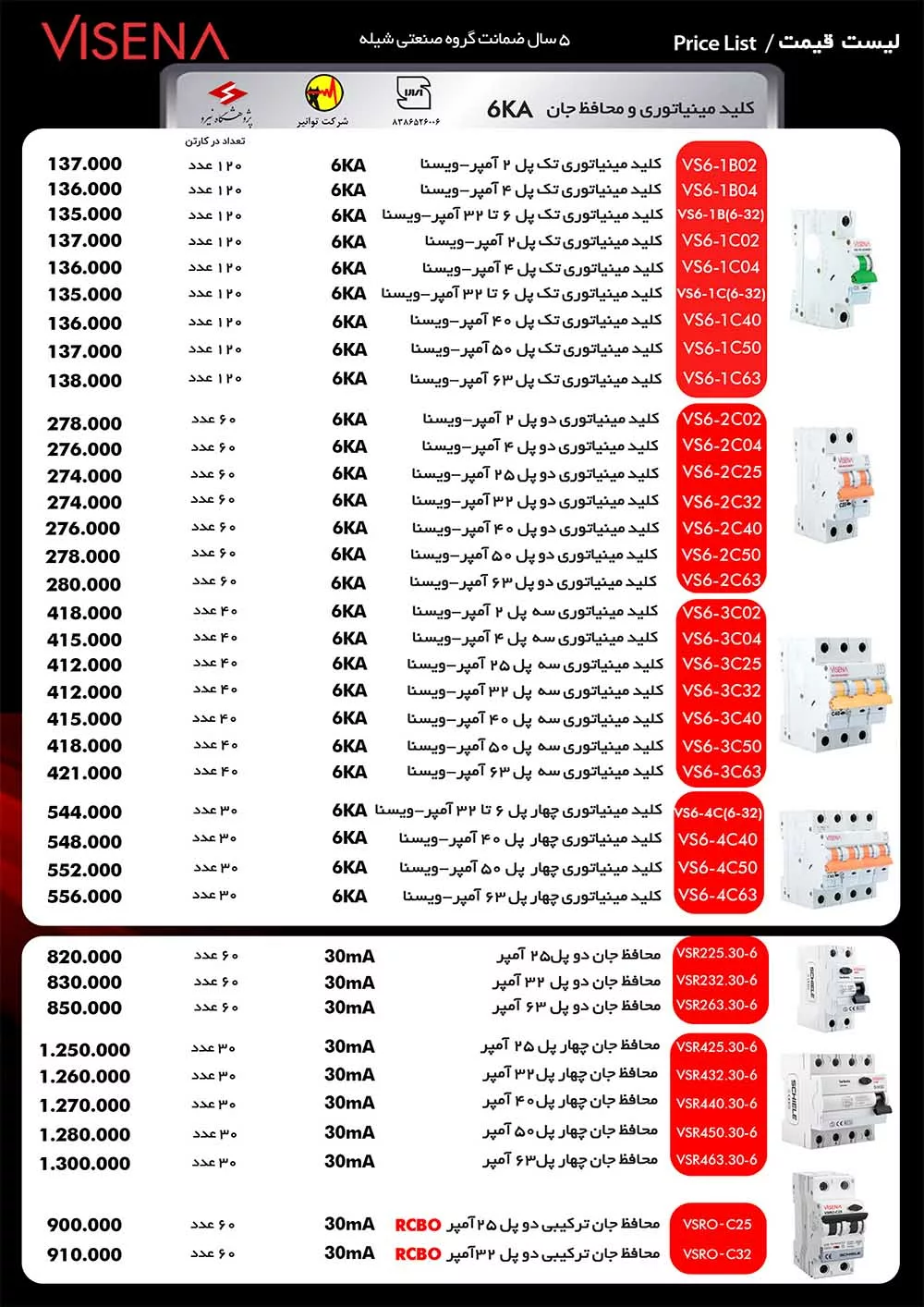لیست قیمت جدید