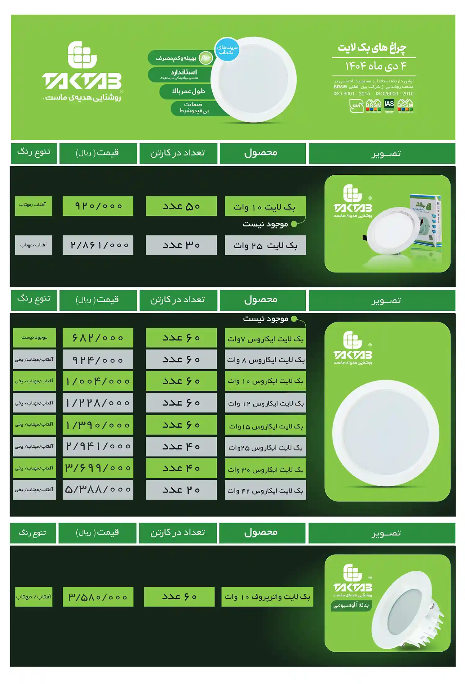 Price list of Tektab products January3