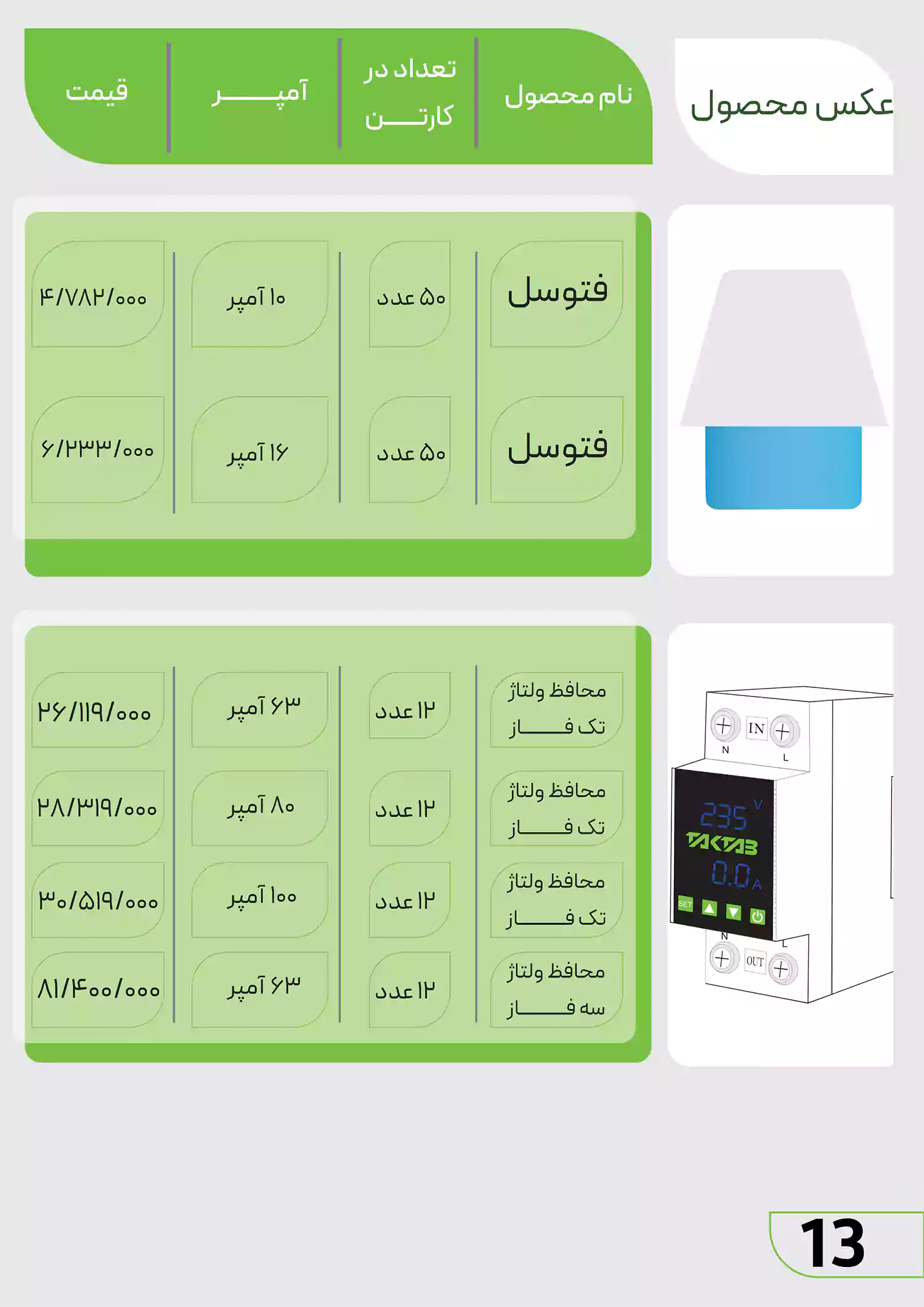 لیست قیمت تکتاب