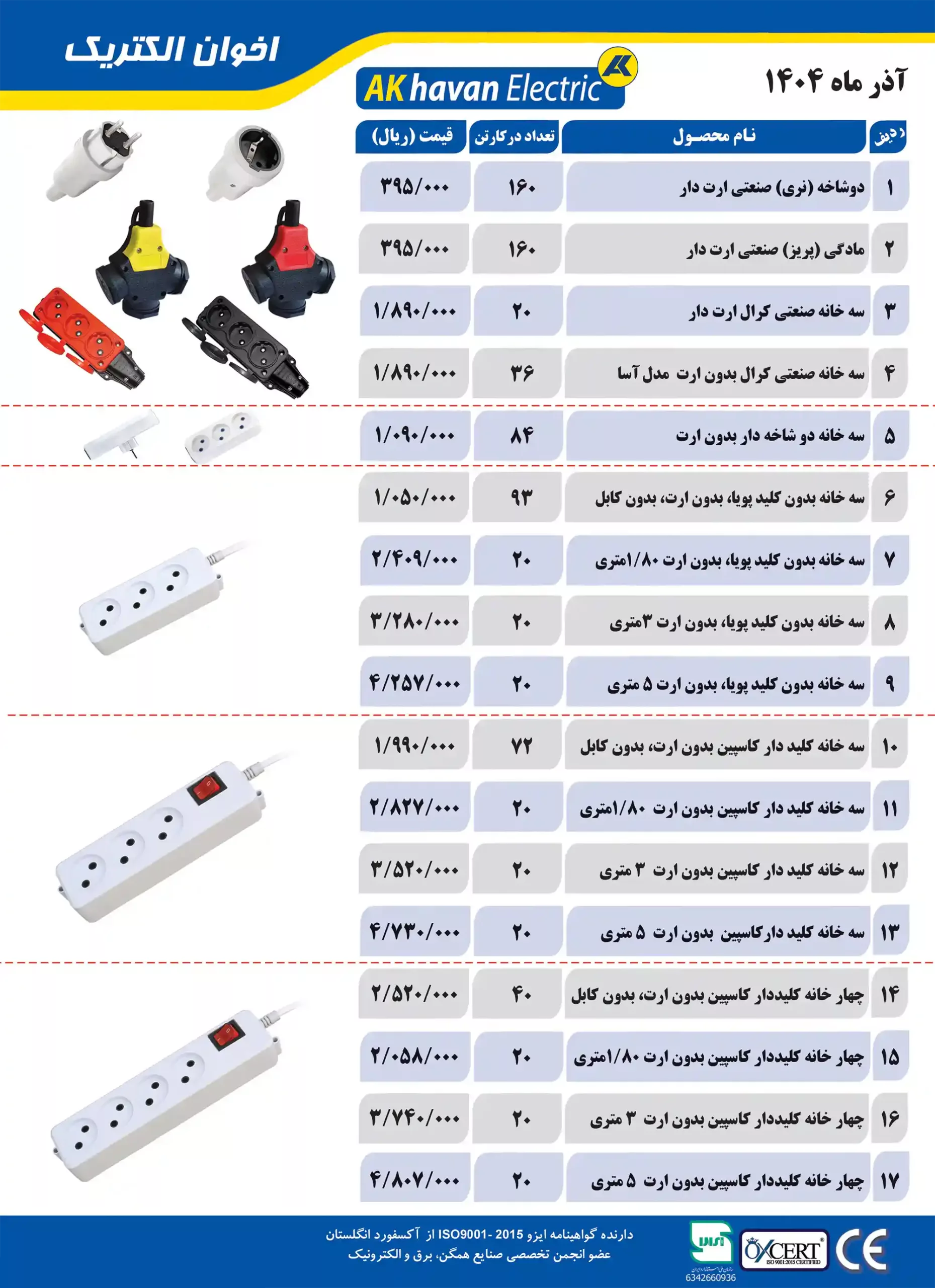 لیست قیمت اخوان الکتریک-آذر ماه