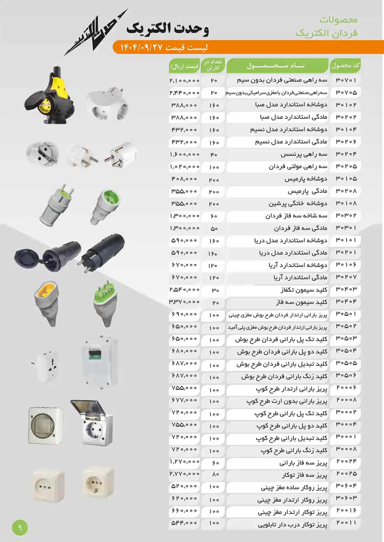 Vahdat Electric Price List December1404 8
