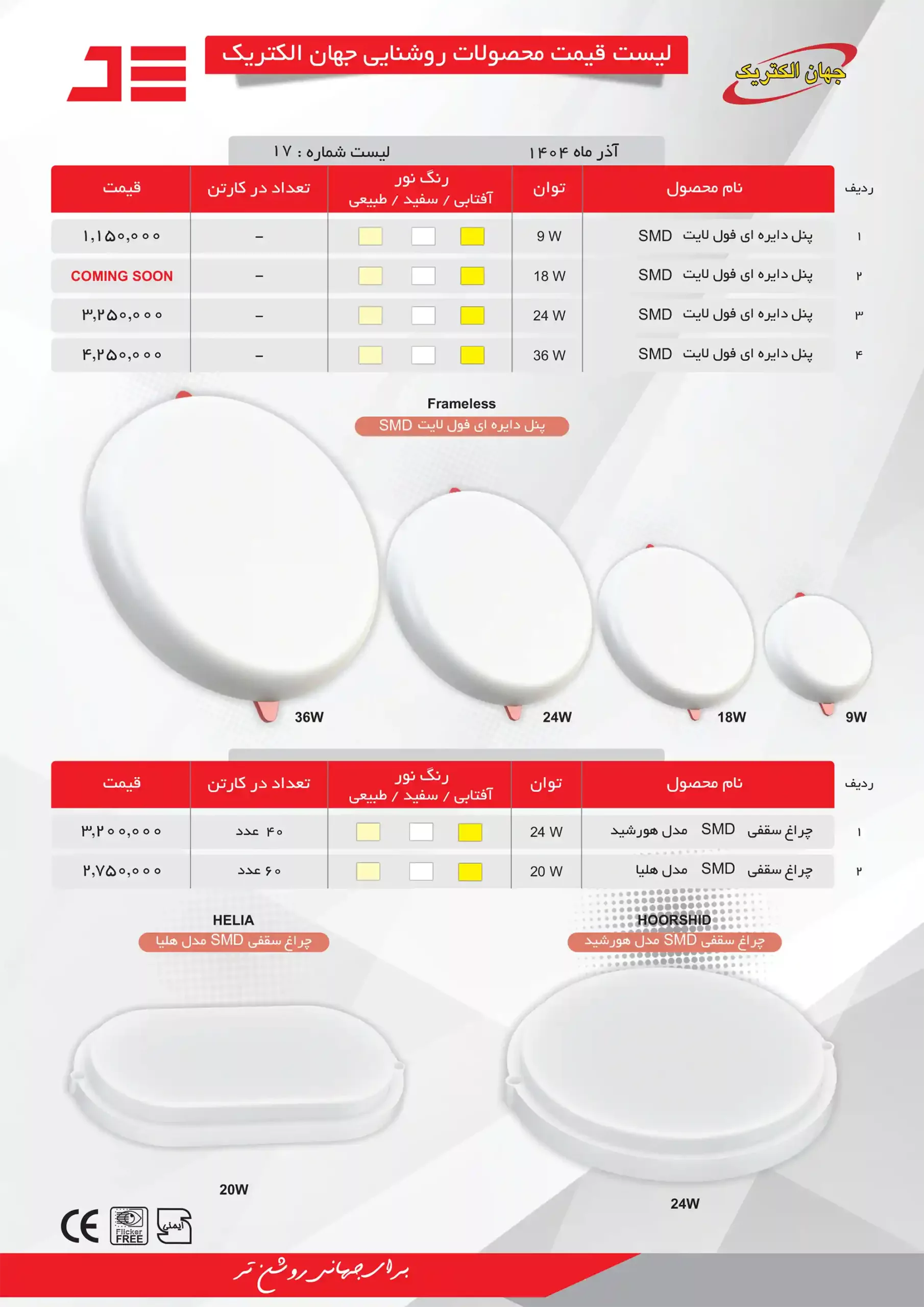 Jahan Electric Lighting Products Price List December 2 scaled