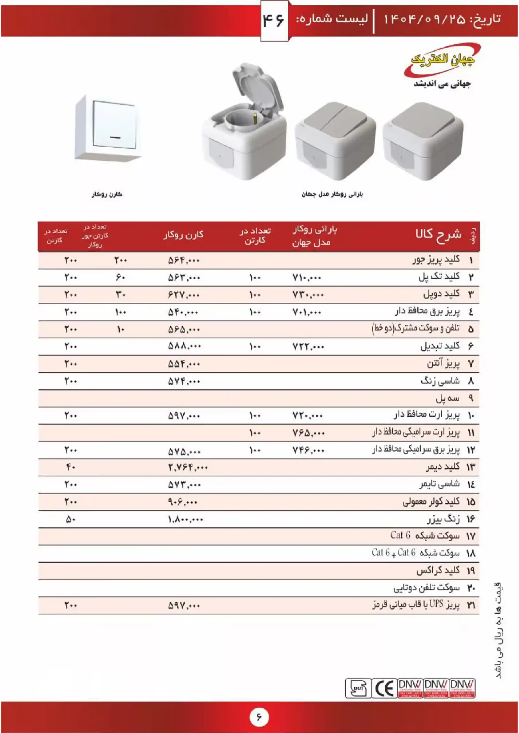 Jahan Electric Price List December 1404 5 scaled