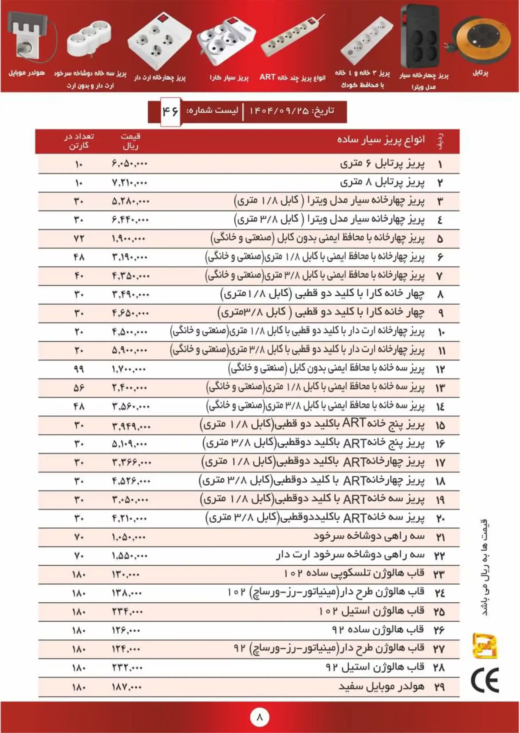Jahan Electric Price List December 1404 7 scaled