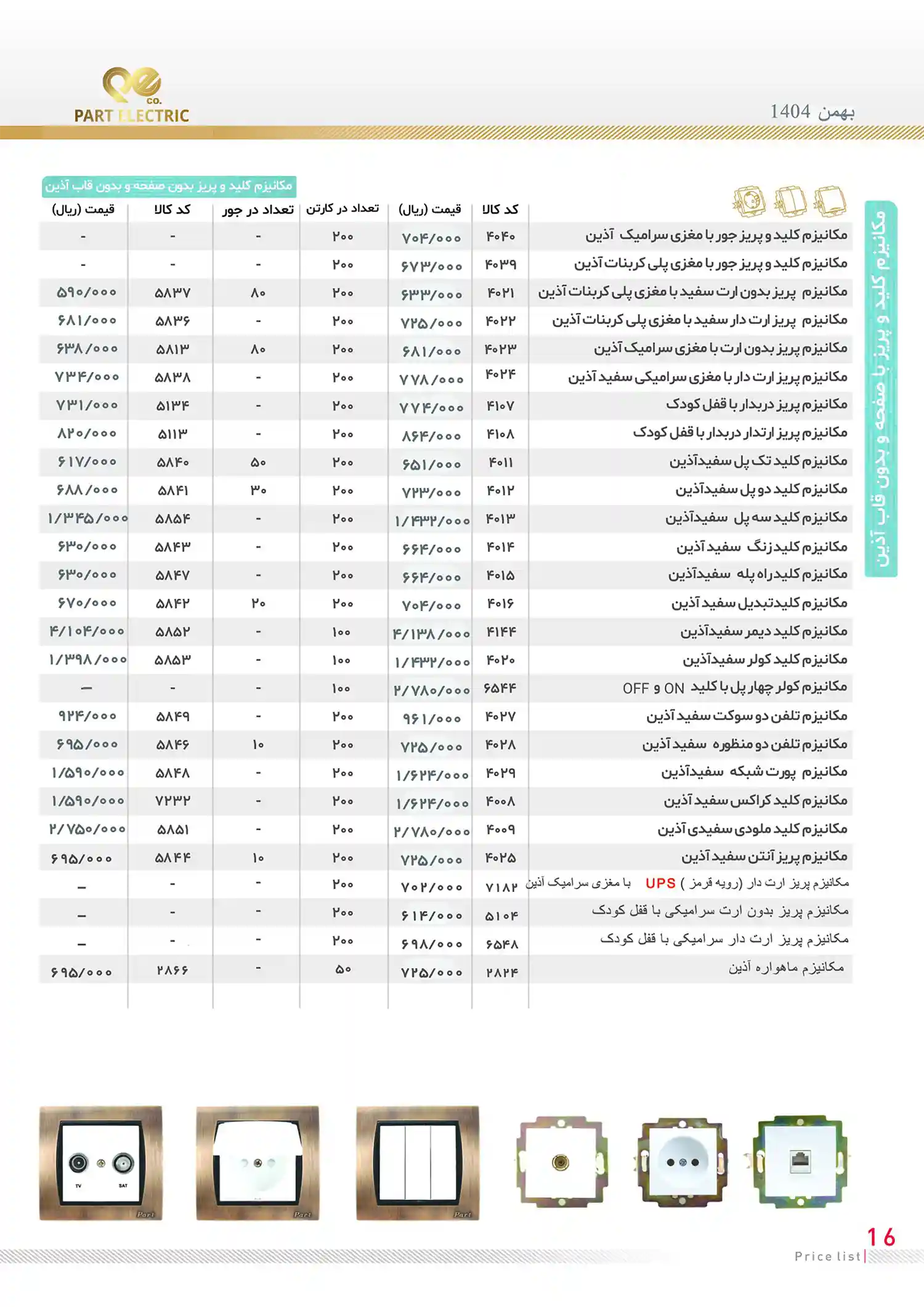 Electric Parts Price List bahman 15