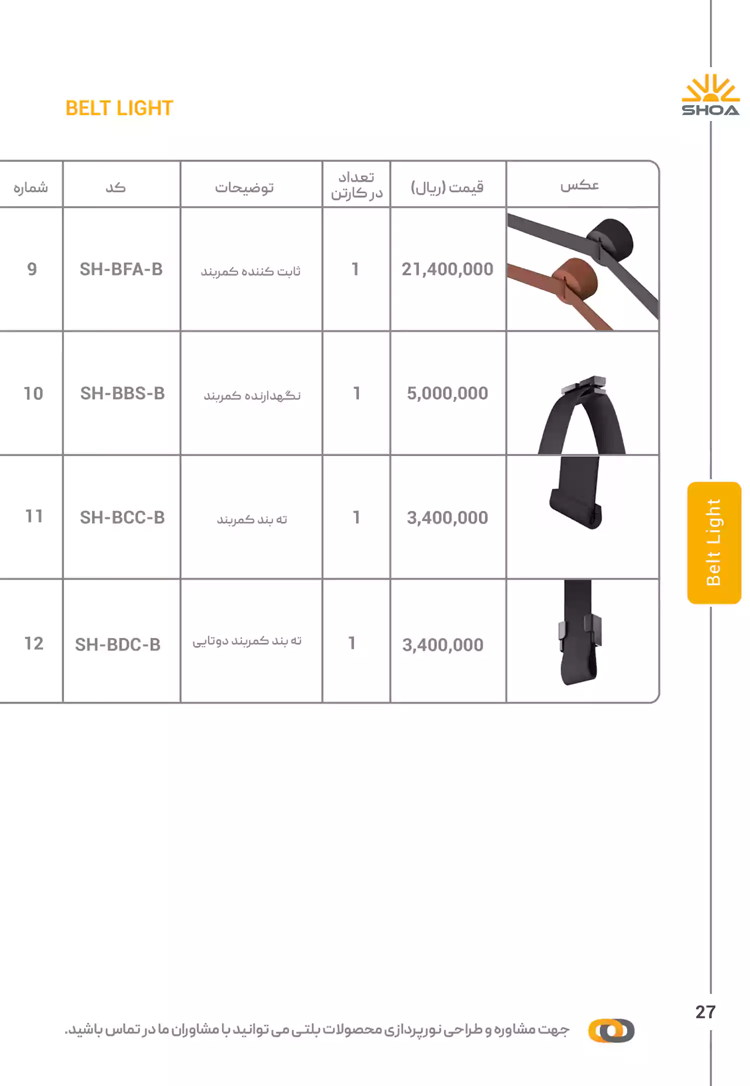 لیست قیمت محصولات شعاع الکتریک