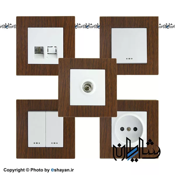 کلید و پریز مدل آسا طرح چوب دلند الکتریک
